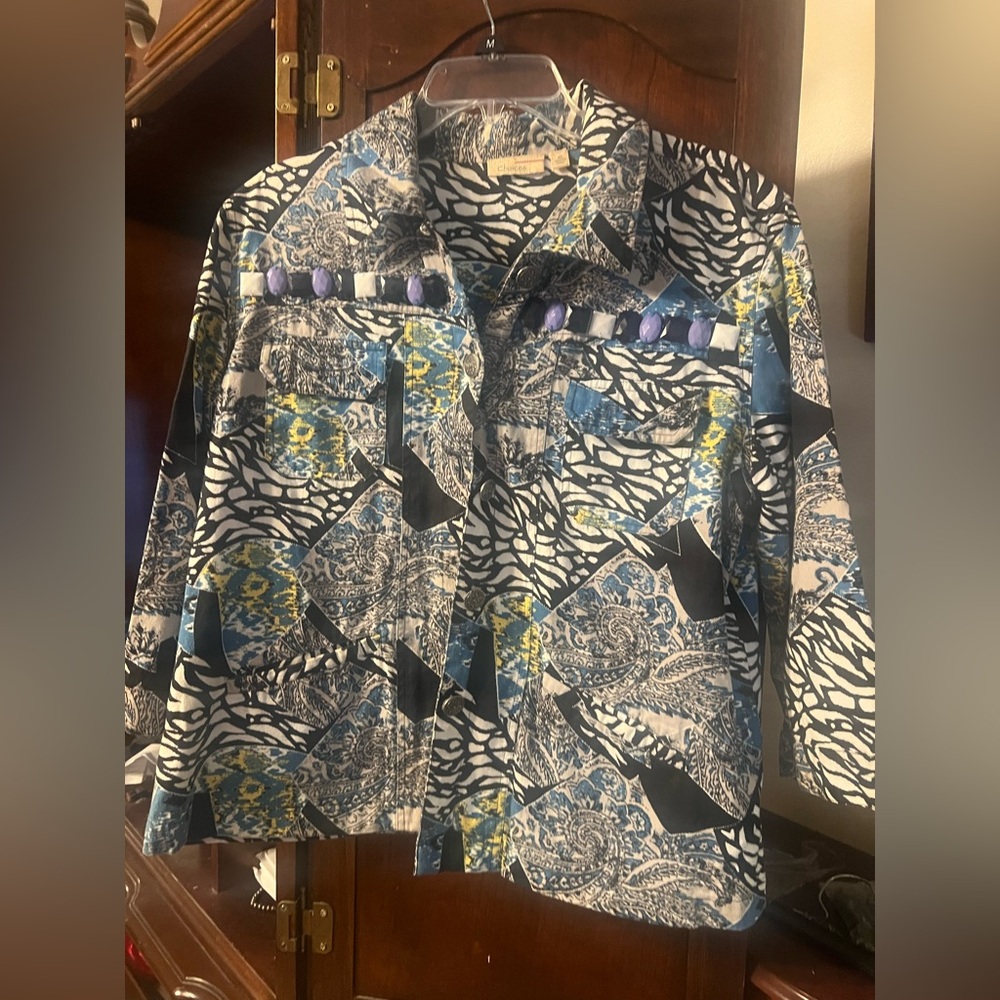 Choies Blue and Black Patterned Jacket